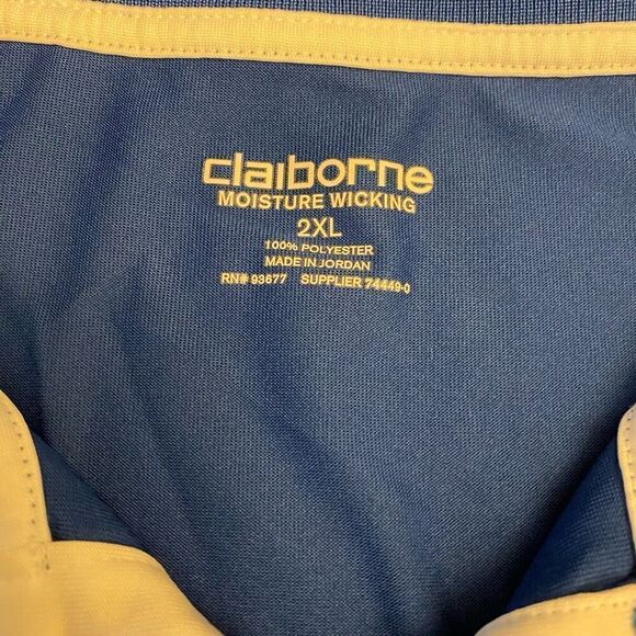 Claiborne Men's Blue Moisture Wicking Polo Sz 2XL - Picture 11 of 14